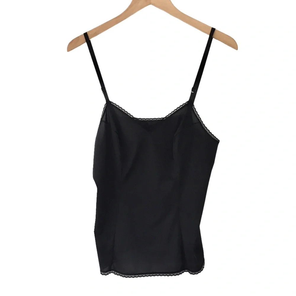 Vanity Fair Black Satin Adjustable Strap Camisole | 38/44